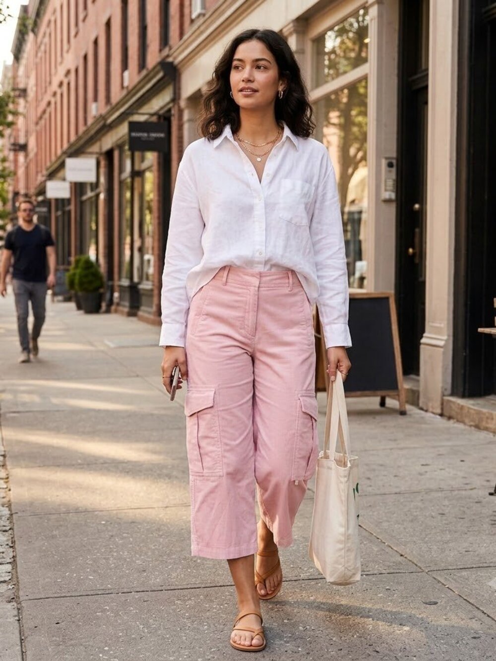 EUC Sies Marjan Pink Cargo Corduroy Wide Leg Gaucho Crop Pant
